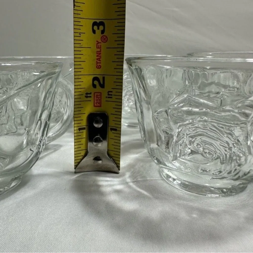 Punch Cups Vintage Clear Pressed Glass Rose Design Set of 8
